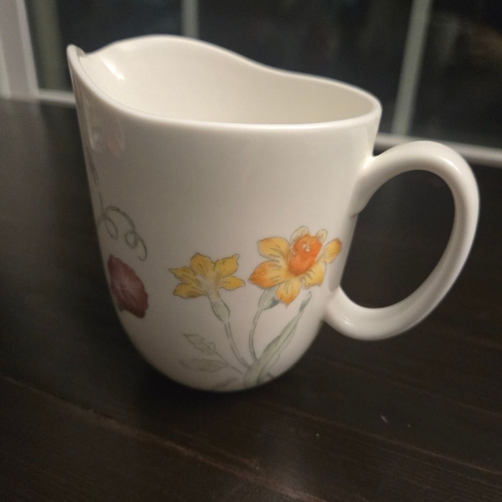 Vintage Lenox USA Artist Sketchbook Creamer 12 Oz Floral Discontinued Piece 4"